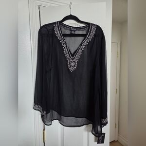 NY Collection Black 100% Silk Sz 2X